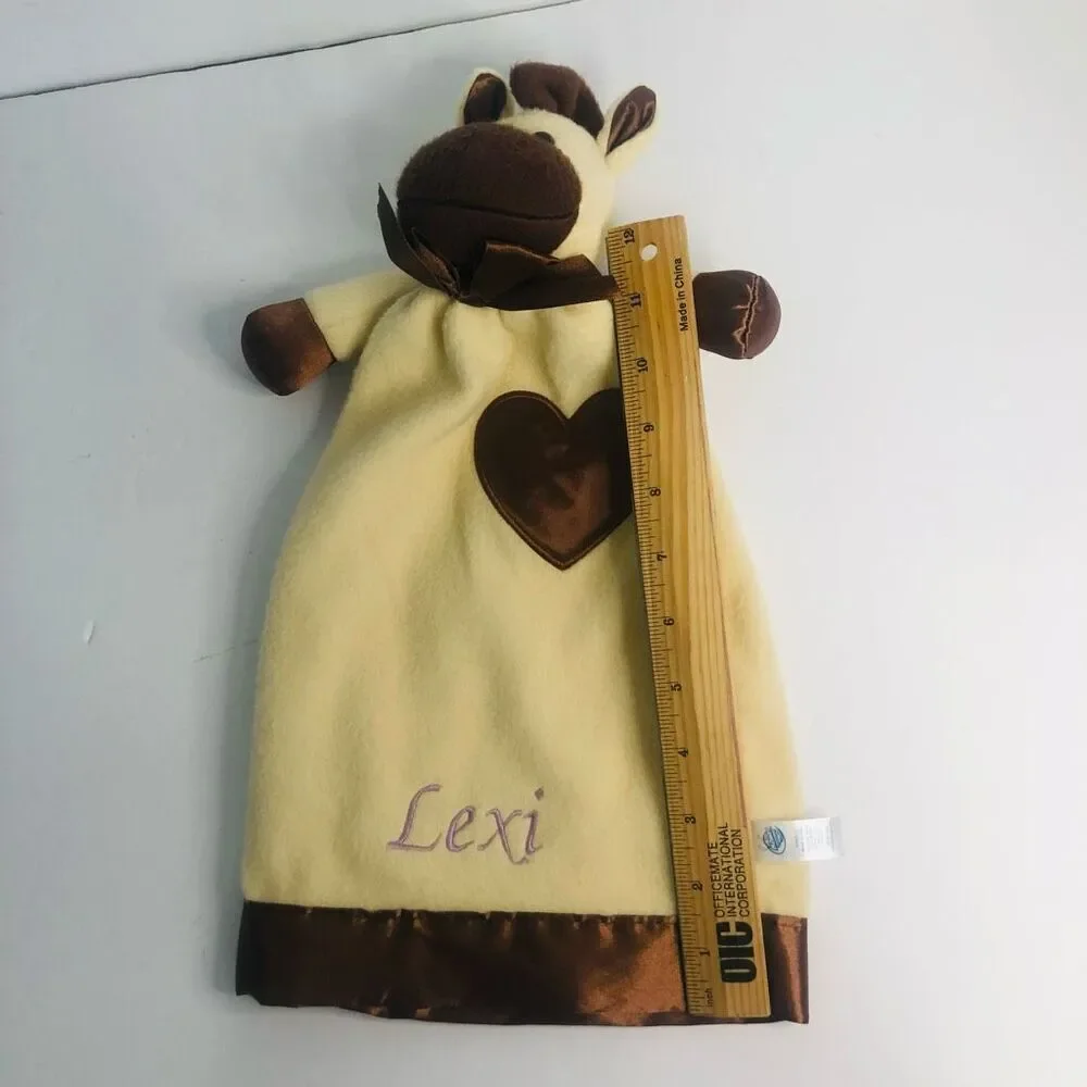 komet creations lovey‎ security blanket satin heart trim pony horse yellow brown